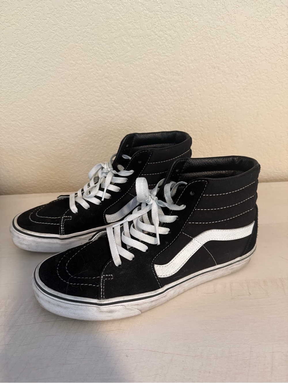 Vans Black and White High-Top Skate Sneakers